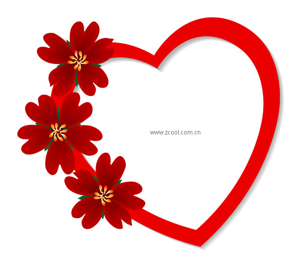 Matériau de fleurs rouges en forme de cœur élément vectoriel