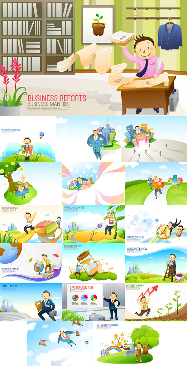 Business Bcher Cartoons 18 Element Vektor-material