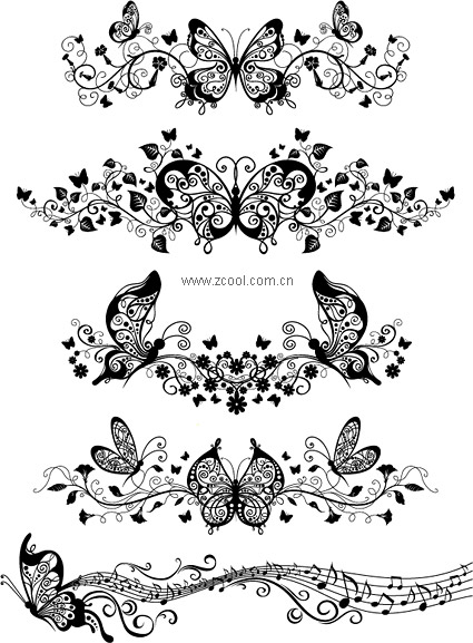 Hermosa mariposa patrón vector de material