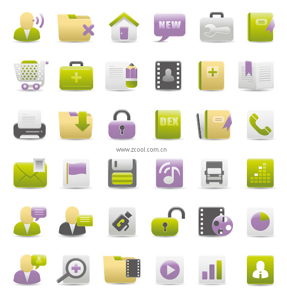 Уеб дизайн сиво зелени пурпурен икона вектор материал