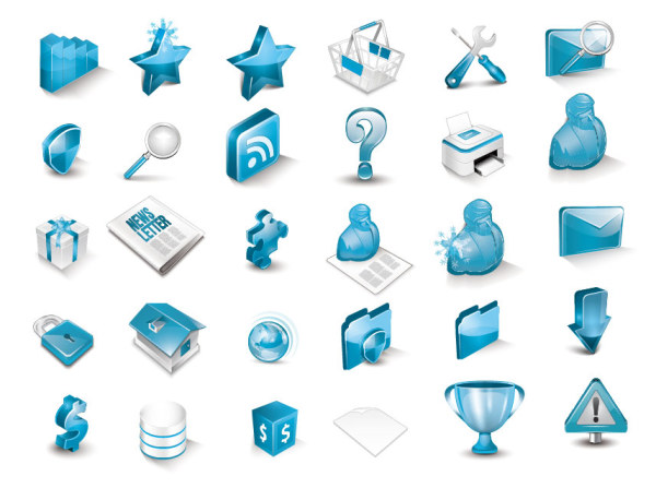 Icon - a very beautiful blue three-dimensional icon vector material