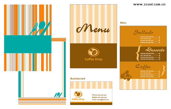 Catering menu card template vector material