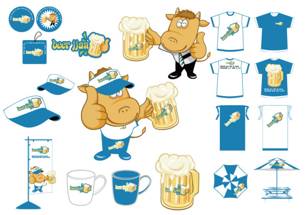 Beer and beer glasses vector