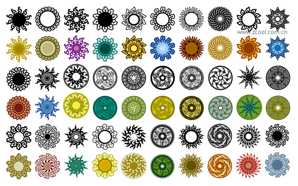 مجموعة متنوعة من العناصر الكلاسيكية في نمط دائري متجه مواد-2