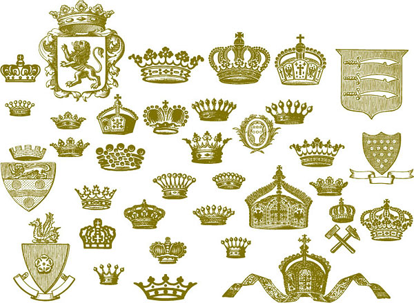 Corona, León, martillo, material de vectores de Royal