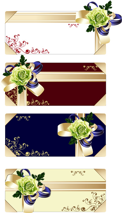선물 카드, 잎, 나비 매듭 벡터