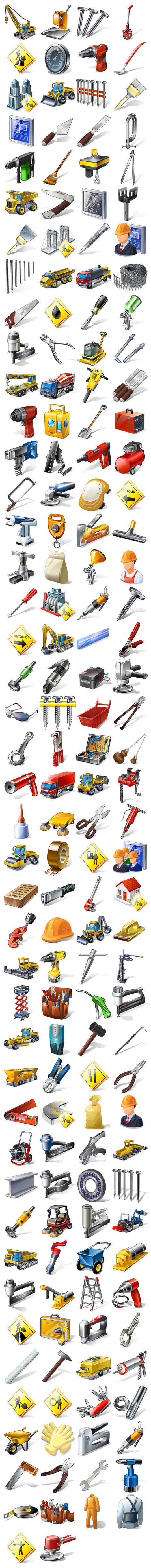 Оборудование, инструменты, люди и товары значок инжиниринг
