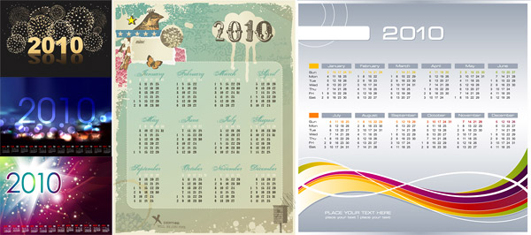 ベクトル 2010 年カレンダー