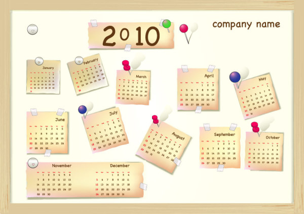 Вектор календарь новый год 2010