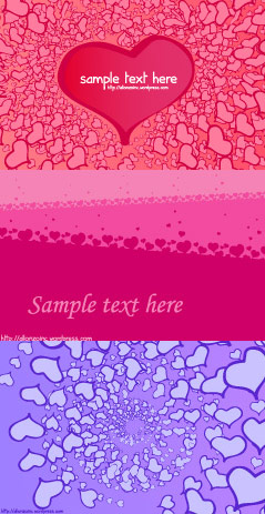3 Valentines Day heart-shaped card background vector material