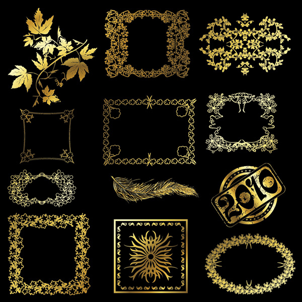 material de vectores de patrón de encaje de oro 12