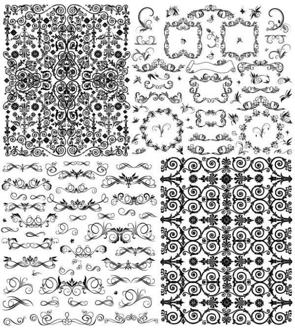 Material de vectores de patrón de práctica de encaje blanco y negro