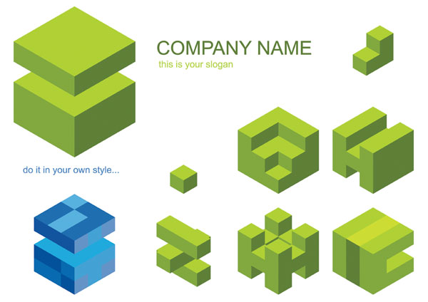 Logotipo de cubo material gráfico vectorial