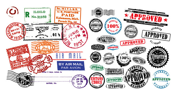 Иностранных марок почтовой марки векторного материала