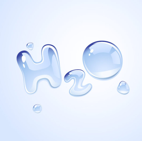 H2O bentuk air tetes vektor bahan