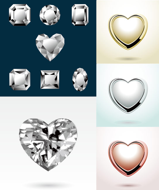 Matériau vecteur de diamants en forme de cœur bijoux pendentif