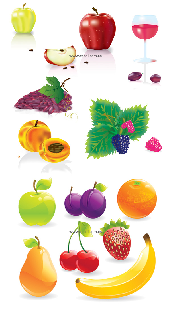 Varias frutas vectores materiales comunes