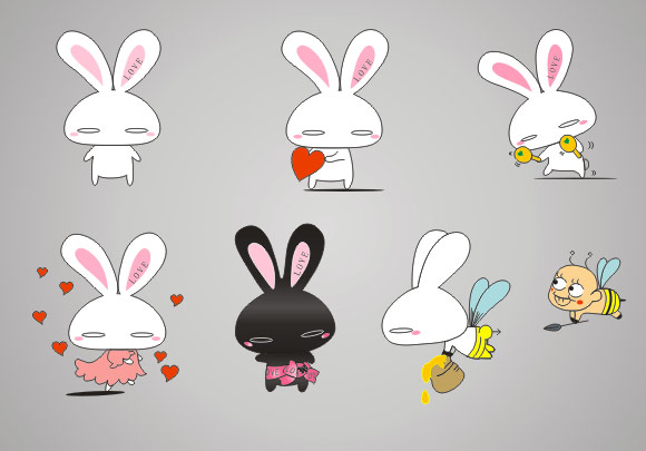 愛のウサギのベクターの漫画