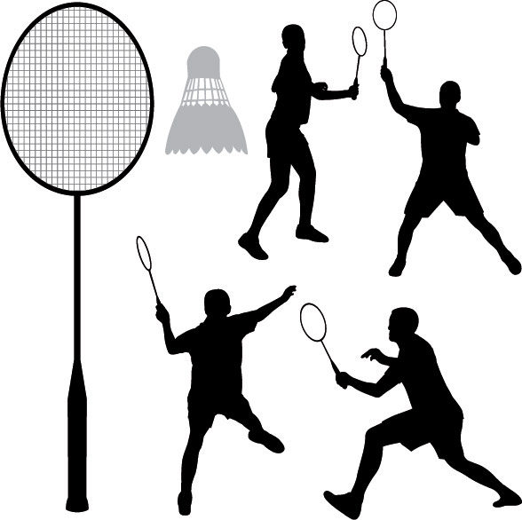 Material de vetor de silhuetas de Badminton