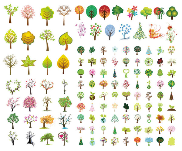 Variedad de árboles de material de vectores