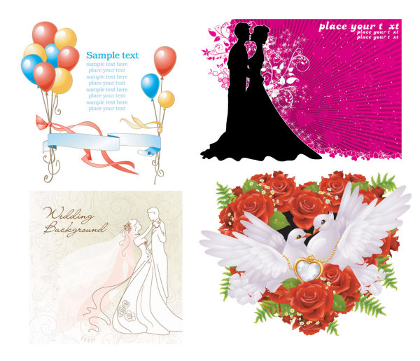 Marriage theme vector of material