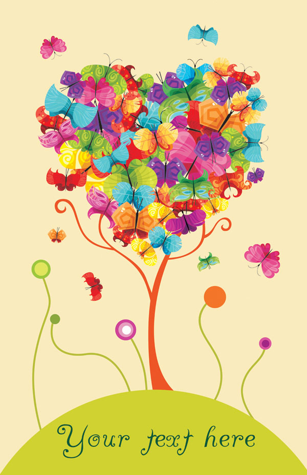 ناقل فراشة ملونة مؤلفة من الأشجار