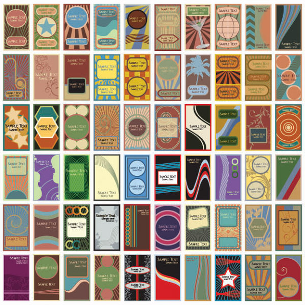 60 tarjetas de estilo retro de vectores de material
