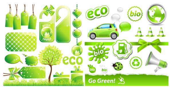 Material de vetor de ícone de baixo teor de carbono verde tema