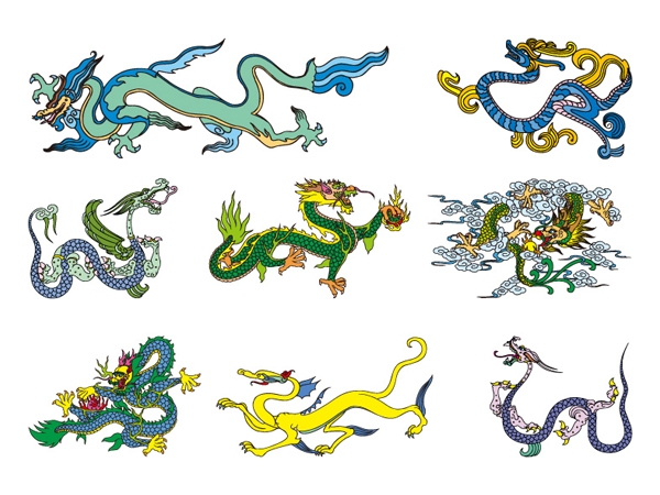 Класически китайски дракон вектор материал от две