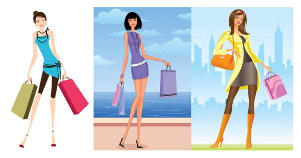 Mode-shopping Frauen-Vektor-material