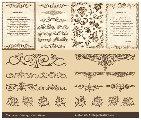 ヨーロッパの古典的なパターン ベクトル材料