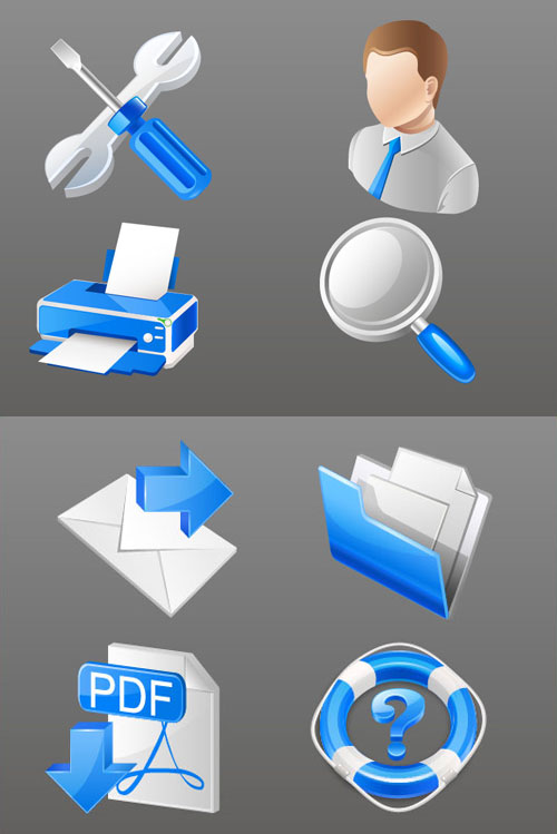 Blau praktische Business Icons - Vektor-material
