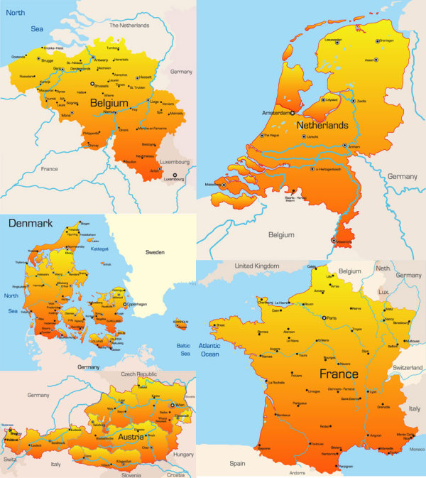 Европа географски карти 02--вектор материал