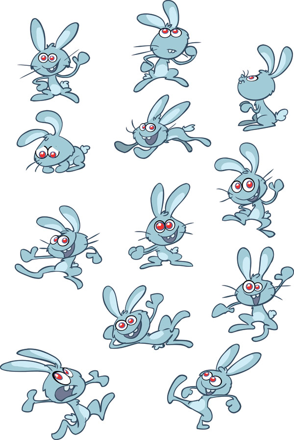 Palabras clave de dibujos animados conejo de bunny rabbit bunny ejecutando  grandes orejas Vector Free Download