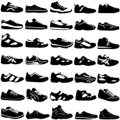 Разнообразие от черно-бяло спортни обувки