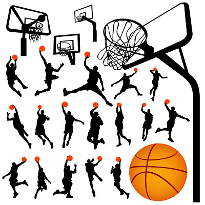 Баскетбол и спинодержатель векторный материал в профиль