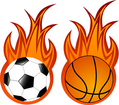 Футбол и баскетбол вектор пламени