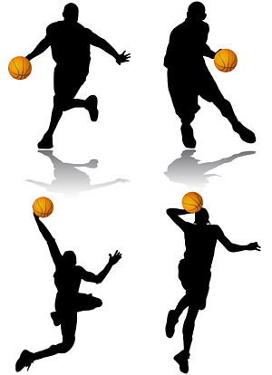 Хората silhouette вектор на баскетбол