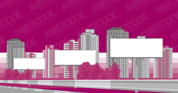 ciudad de billboard en blanco Vector material de construcción