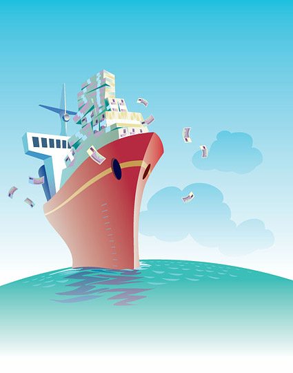 Търговски илюстрация кораб тематични вектор материал