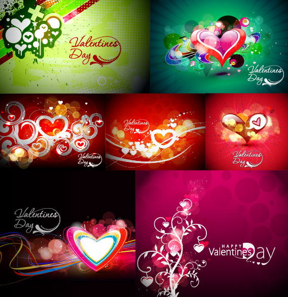 Colorful love cards vector material