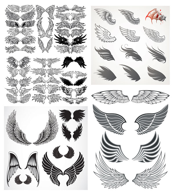A variety of wings totem vector material