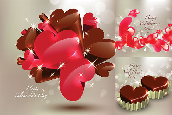 Vecteur de chocolat en forme de cœur stéréoscopique