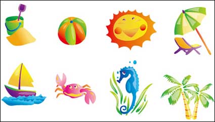 Icono de verano playa objeto vectorial