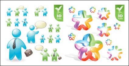 Benutzerrollen und Pentagramm 3D Symbol Vektor-material