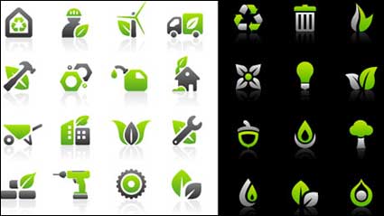 Conjunto de iconos de protección del medio ambiente de vectores materiales