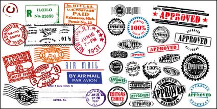 Иностранных марок почтовой марки векторного материала