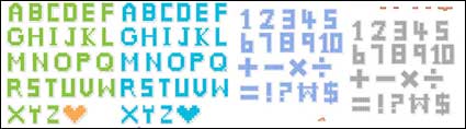 Pixel style lettres et chiffres vecteur matériel