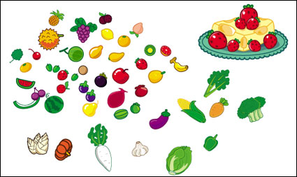 Verduras y frutas preciosas material de vectores