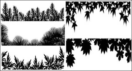 Материал различных векторных силуэт листьев